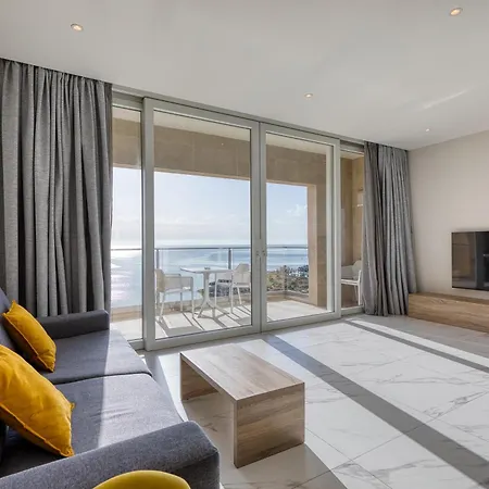 2br Sea View With Terrace Across Road Ac St Julians Malta *