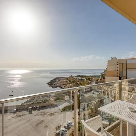 Apartment 2br Sea View With Terrace Across Road Ac St Julians Malta *