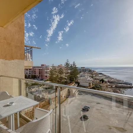 2br Sea View With Terrace Across Road Ac St Julians Malta *