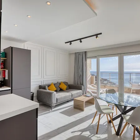 2br Sea View With Terrace Across Road Ac St Julians Malta Saint Julian's