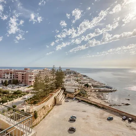 2br Sea View With Terrace Across Road Ac St Julians Malta *